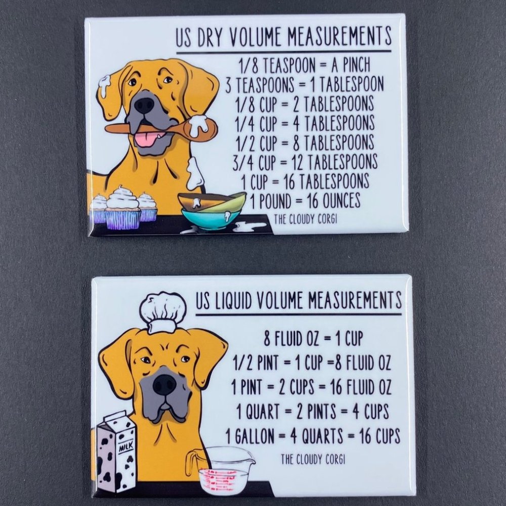 Fawn Great Dane Dog Measuring Chart Magnet Set Kitchen Cooking Baking Guide